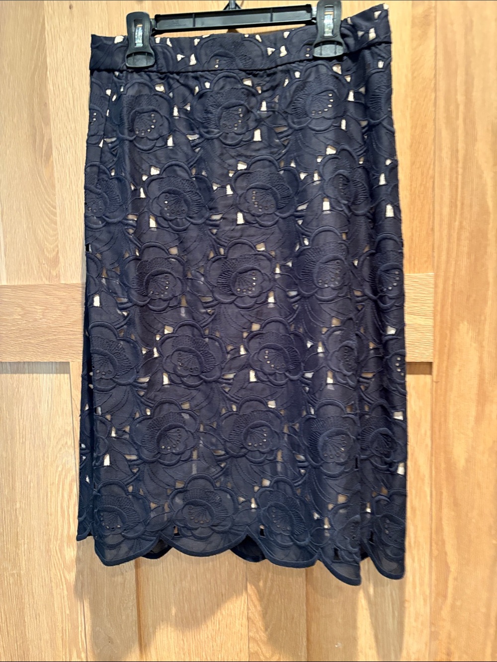 J crew black with tan underskirt Floral Lace Pencil Skirt